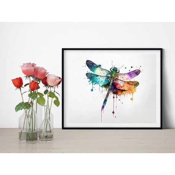 11x14 Dragonfly Watercolor Oil Painting‎ Art Print - Picture 5 of 5